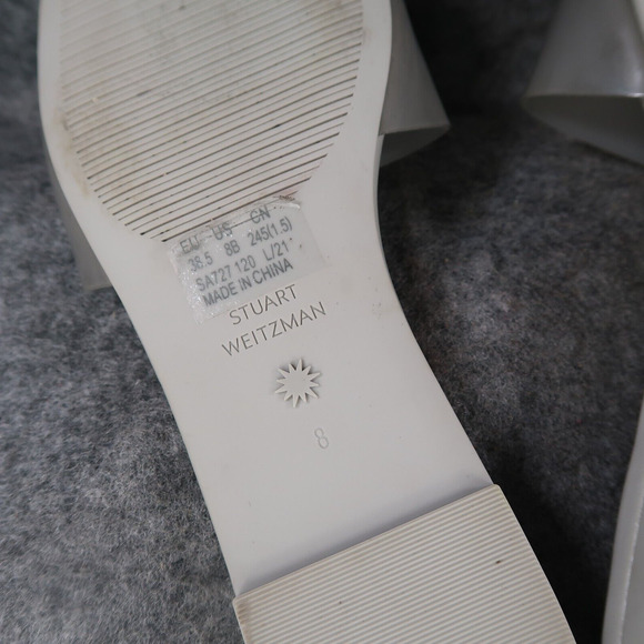 Stuart Weitzman Shoes Womens 8 Sandal Slides Jelly Flat Square Toe Grey Summer - Picture 12 of 13